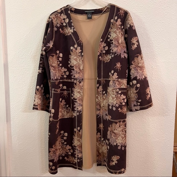 Chelsea & Theodore brown floral open jacket - Picture 4 of 10
